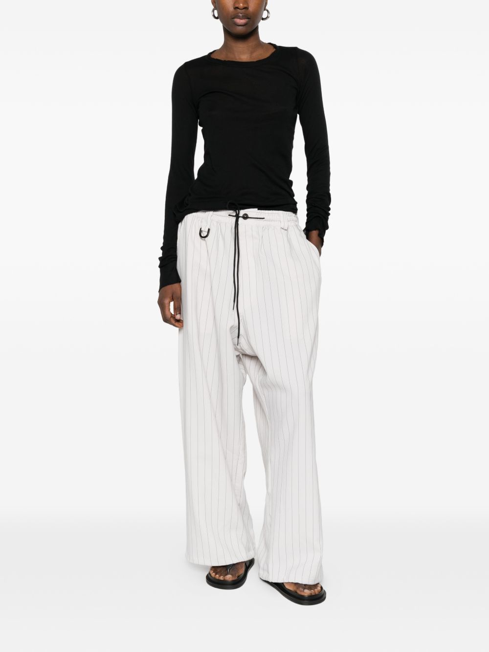 Pantaloni a righe con coulisse in beige Y-3 - uomo 
