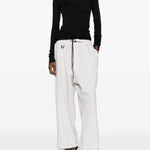 Pantaloni a righe con coulisse in beige Y-3 - uomo 