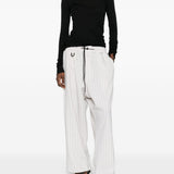 Pantaloni a righe con coulisse in beige Y-3 - uomo 