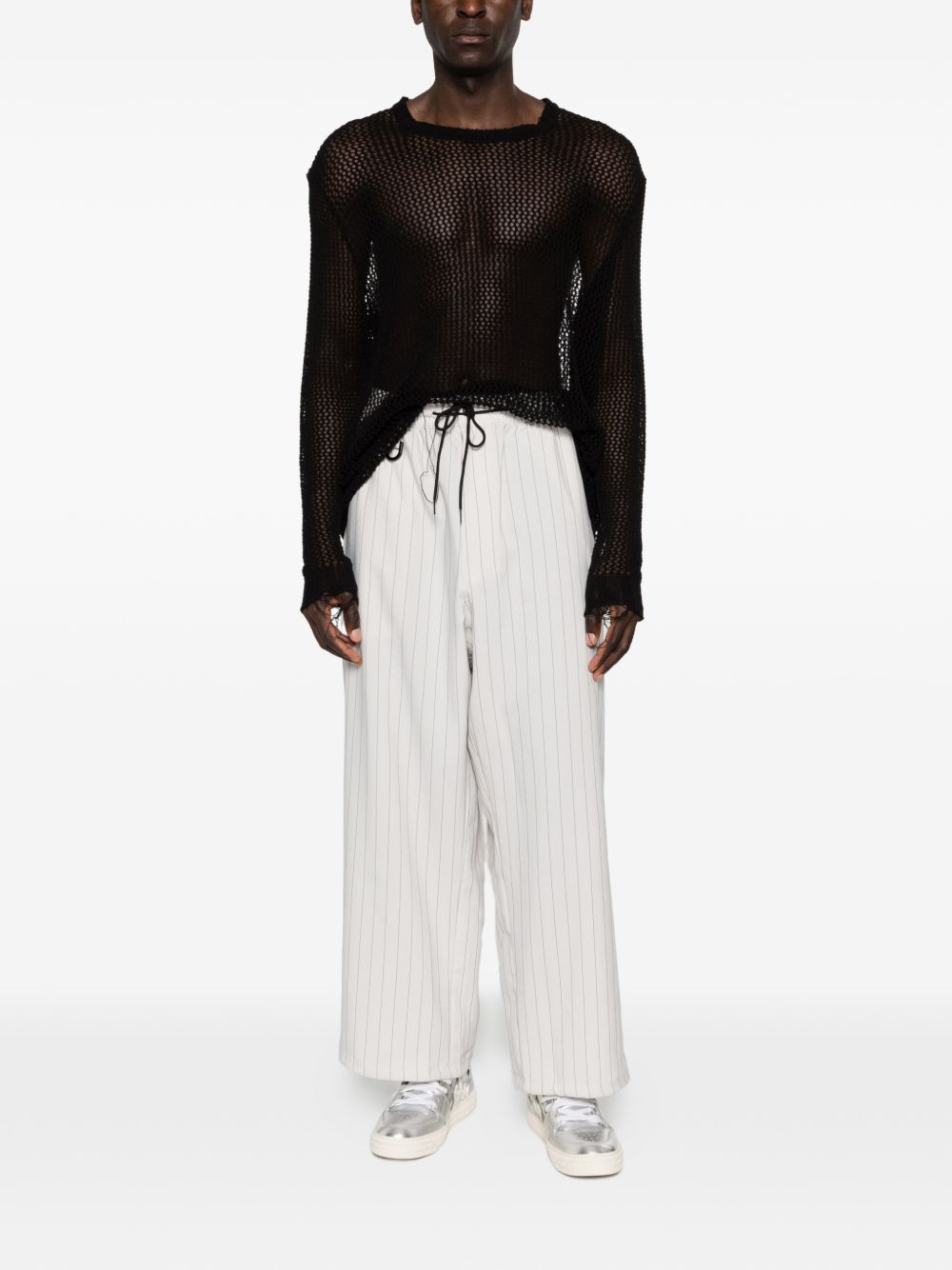 Pantaloni a righe con coulisse in beige Y-3 - uomo 