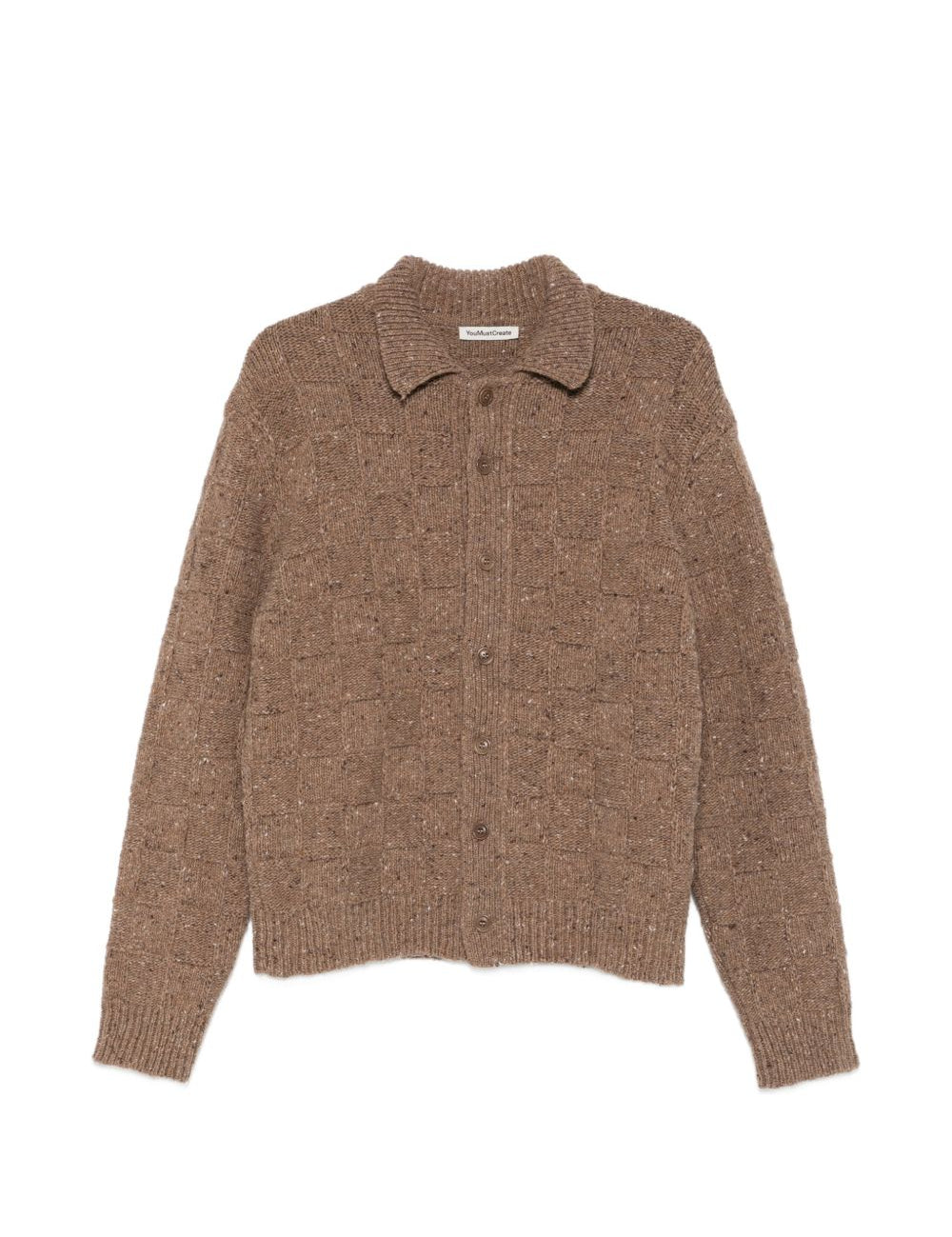 Cardigan a quadretti in maglia in marrone Ymc - uomo 