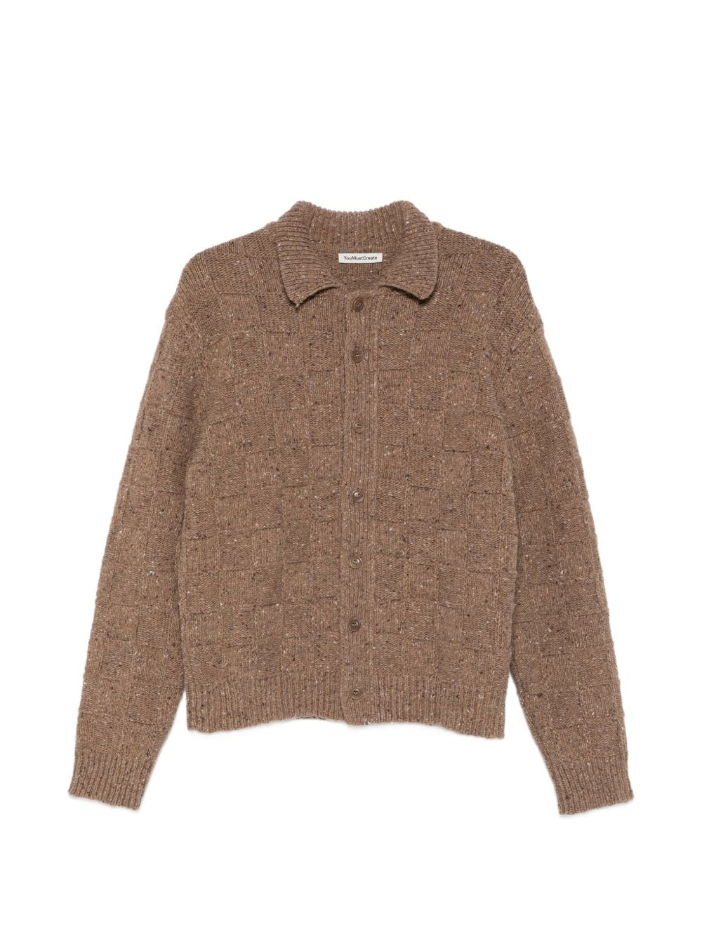 Cardigan a quadretti in maglia in marrone Ymc - uomo 