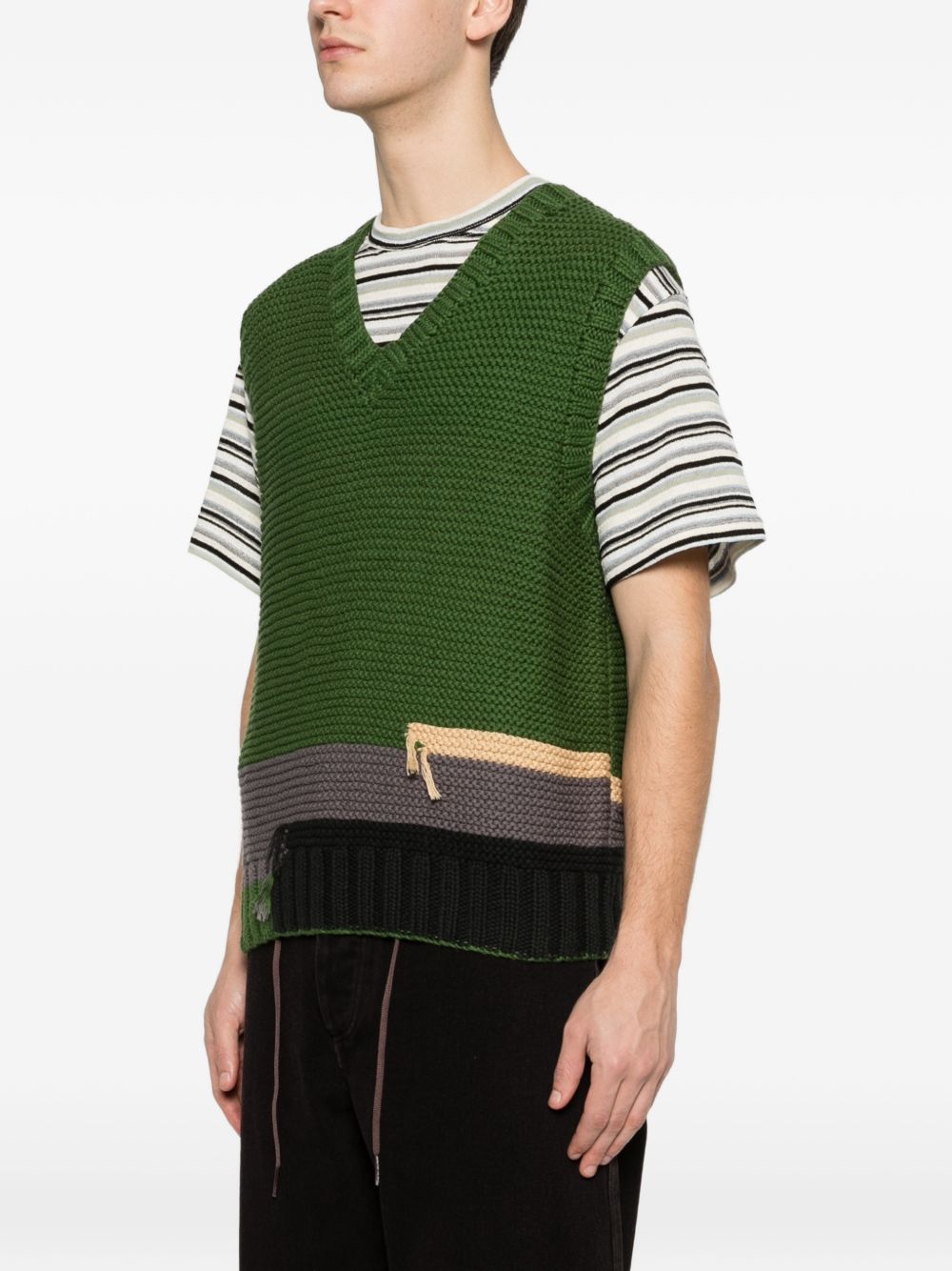 Gilet colour-block con scollo a v in verde Ymc - uomo 