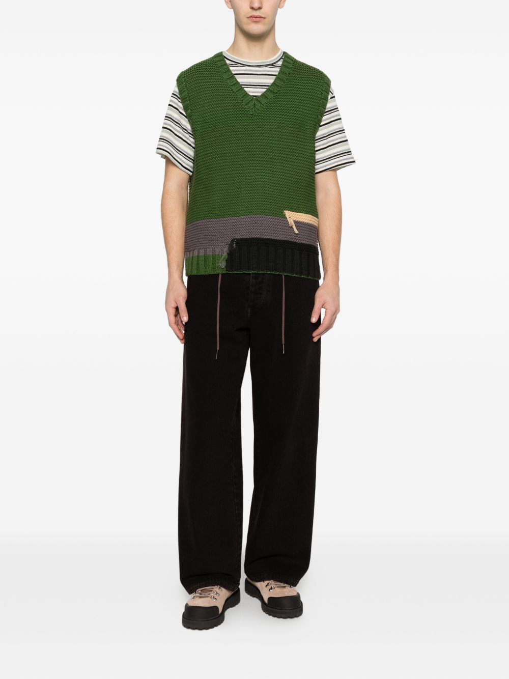 Gilet colour-block con scollo a v in verde Ymc - uomo 