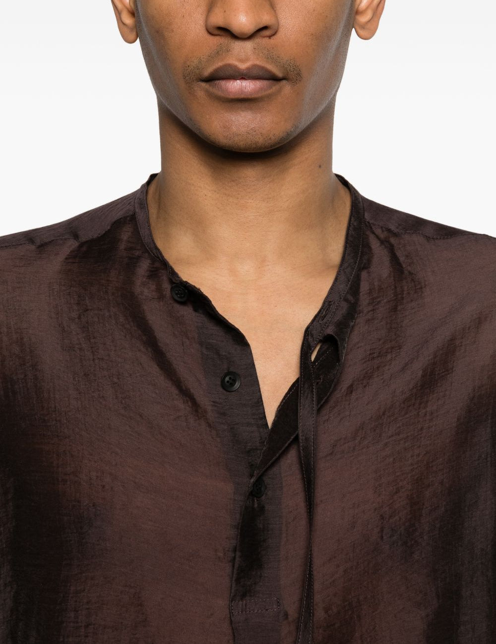 Camicia girocollo in marrone Yohji yamamoto - uomo 