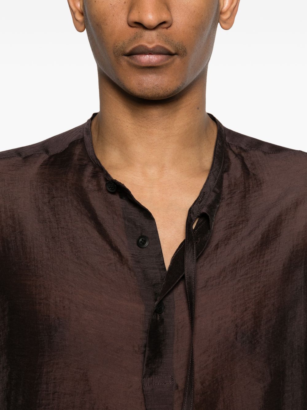 Camicia girocollo in marrone Yohji yamamoto - uomo 