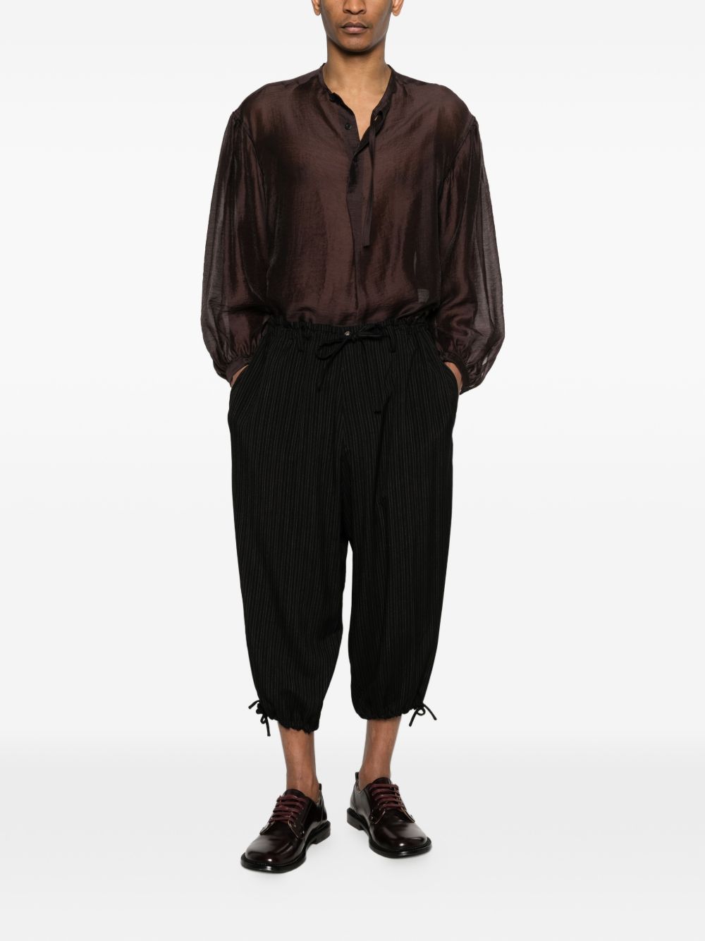 Camicia girocollo in marrone Yohji yamamoto - uomo 
