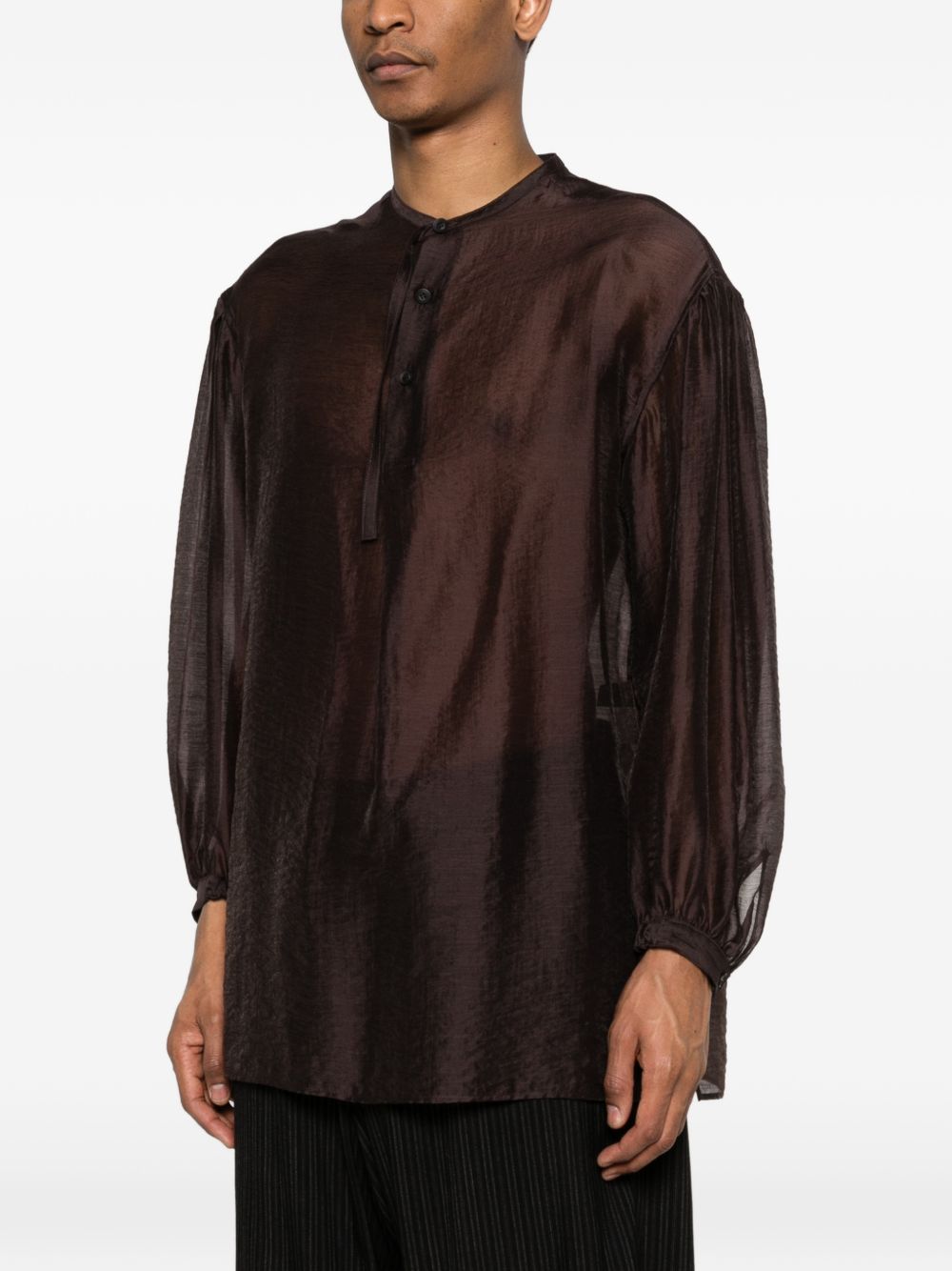 Camicia girocollo in marrone Yohji yamamoto - uomo 