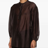 Camicia girocollo in marrone Yohji yamamoto - uomo 