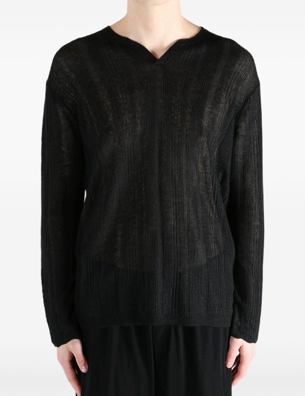 Maglione con scollo a v Henry in nero Yohji yamamoto - uomo 