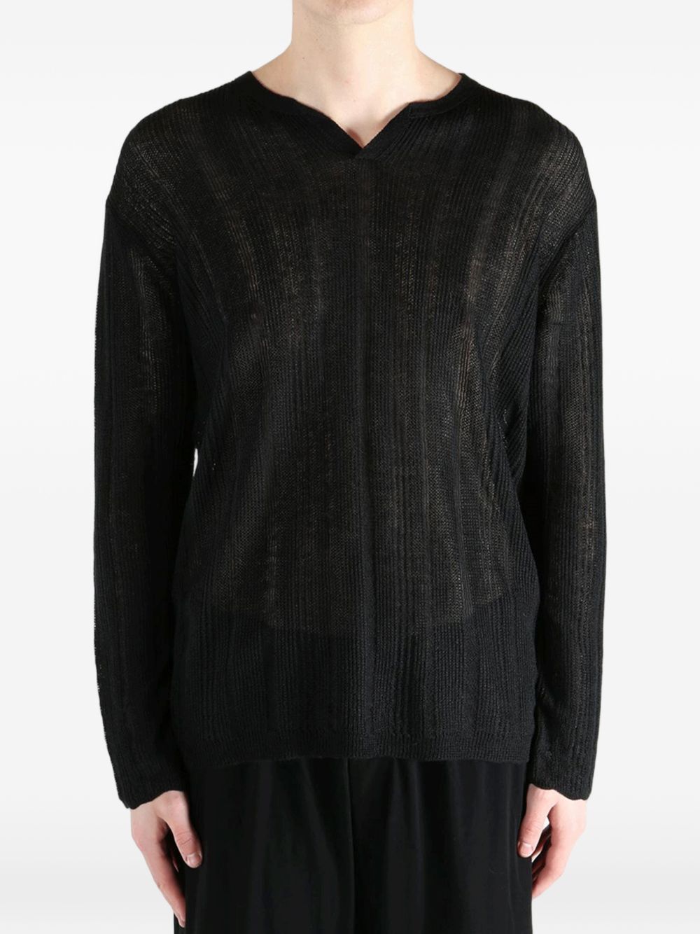 Maglione con scollo a v Henry in nero Yohji yamamoto - uomo 