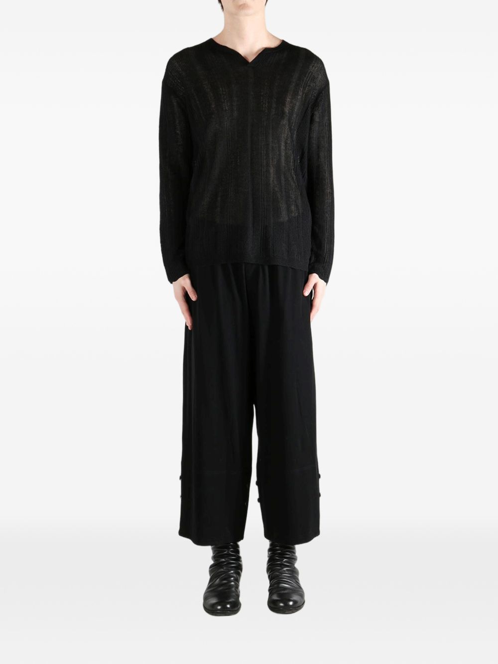Maglione con scollo a v Henry in nero Yohji yamamoto - uomo 