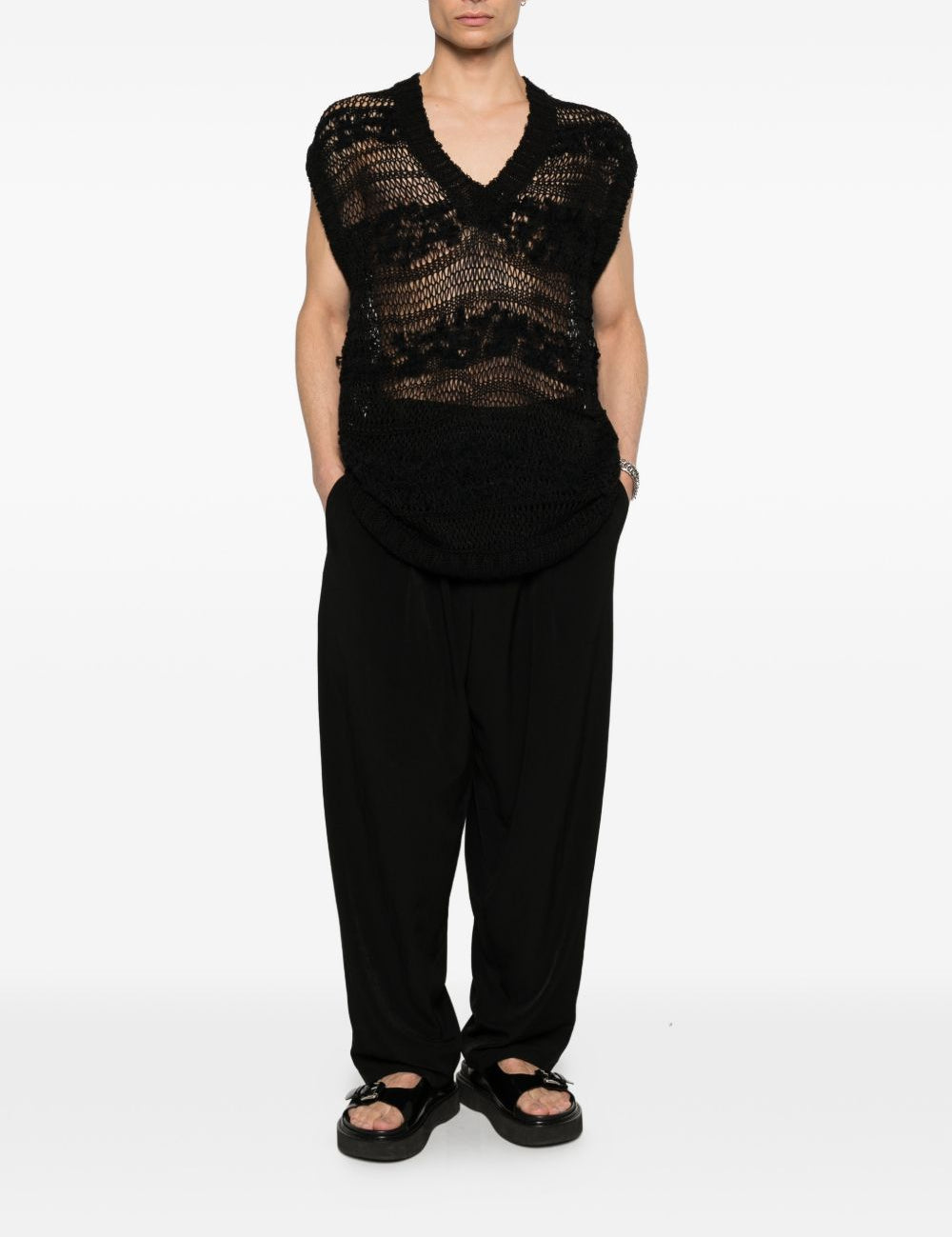 Gilet in maglia in nero Yohji yamamoto - uomo<BR/> 