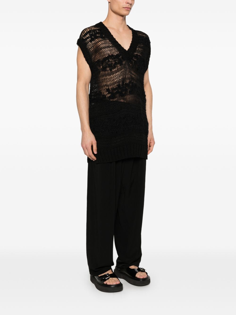 Gilet in maglia in nero Yohji yamamoto - uomo<BR/> 