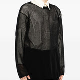 Maglione girocollo con effetto vissuto in nero Yohji yamamoto - uomo 