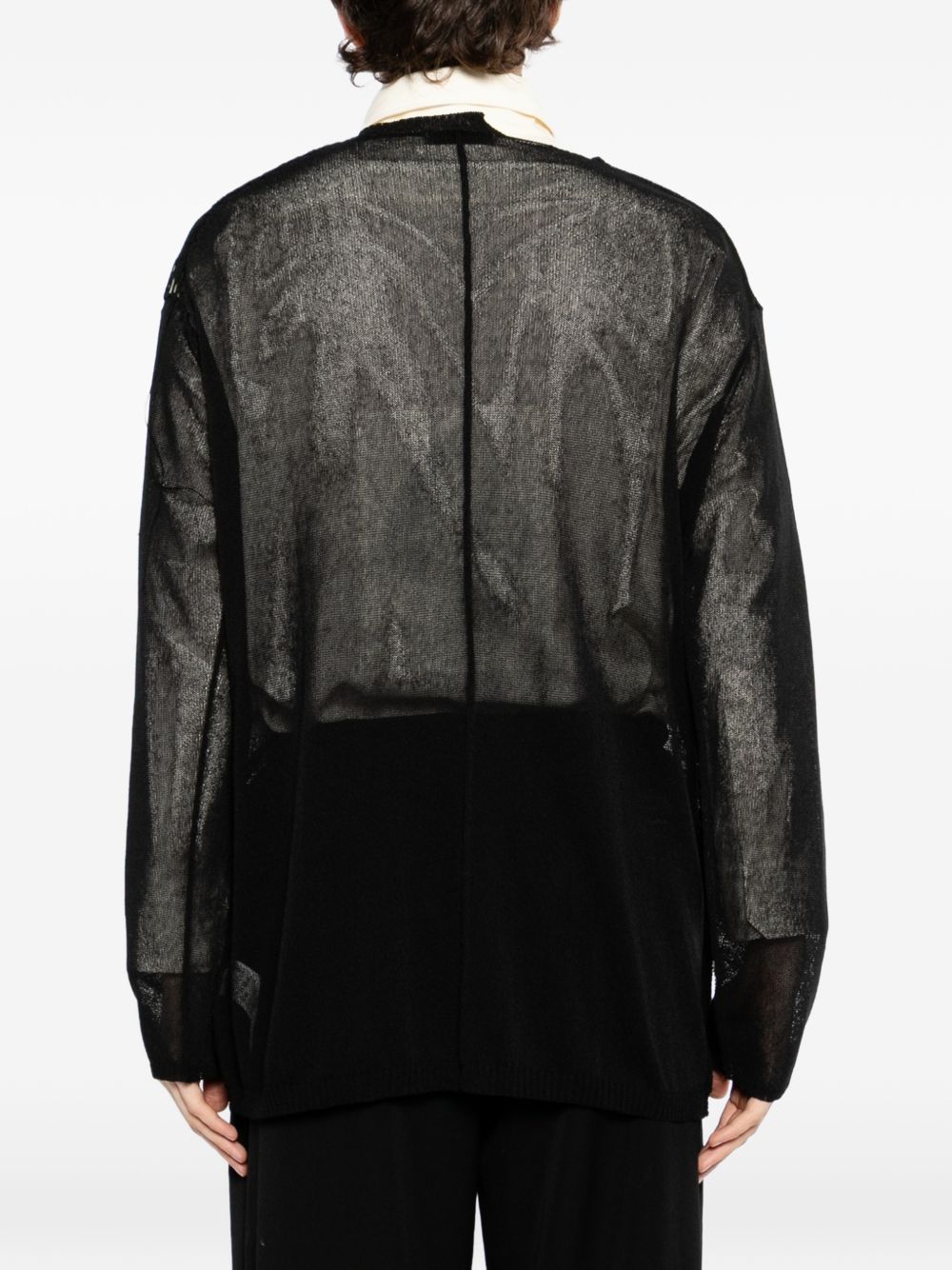 Maglione girocollo con effetto vissuto in nero Yohji yamamoto - uomo 