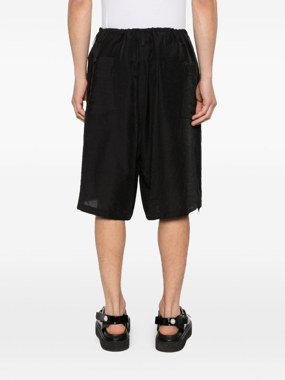 Shorts con orlo a coulisse in nero Yohji yamamoto - uomo 