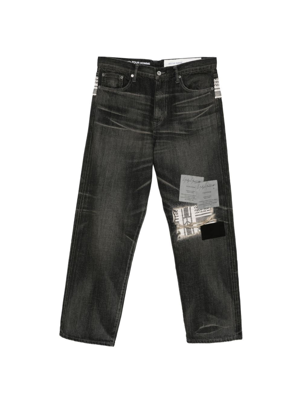 Jeans con patch savage in nero Yohji yamamoto - uomo<BR/> 