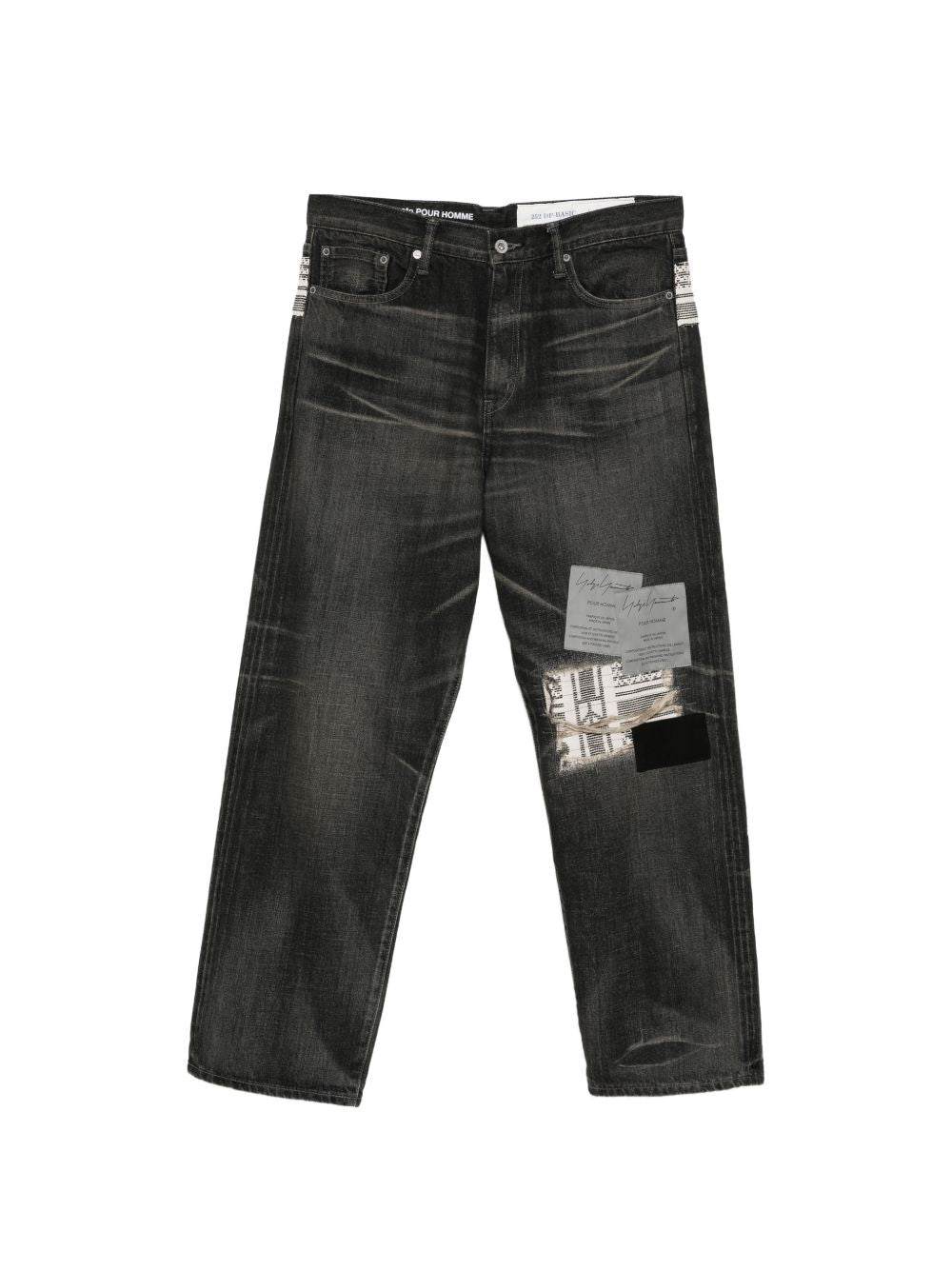 Jeans con patch savage in nero Yohji yamamoto - uomo<BR/> 