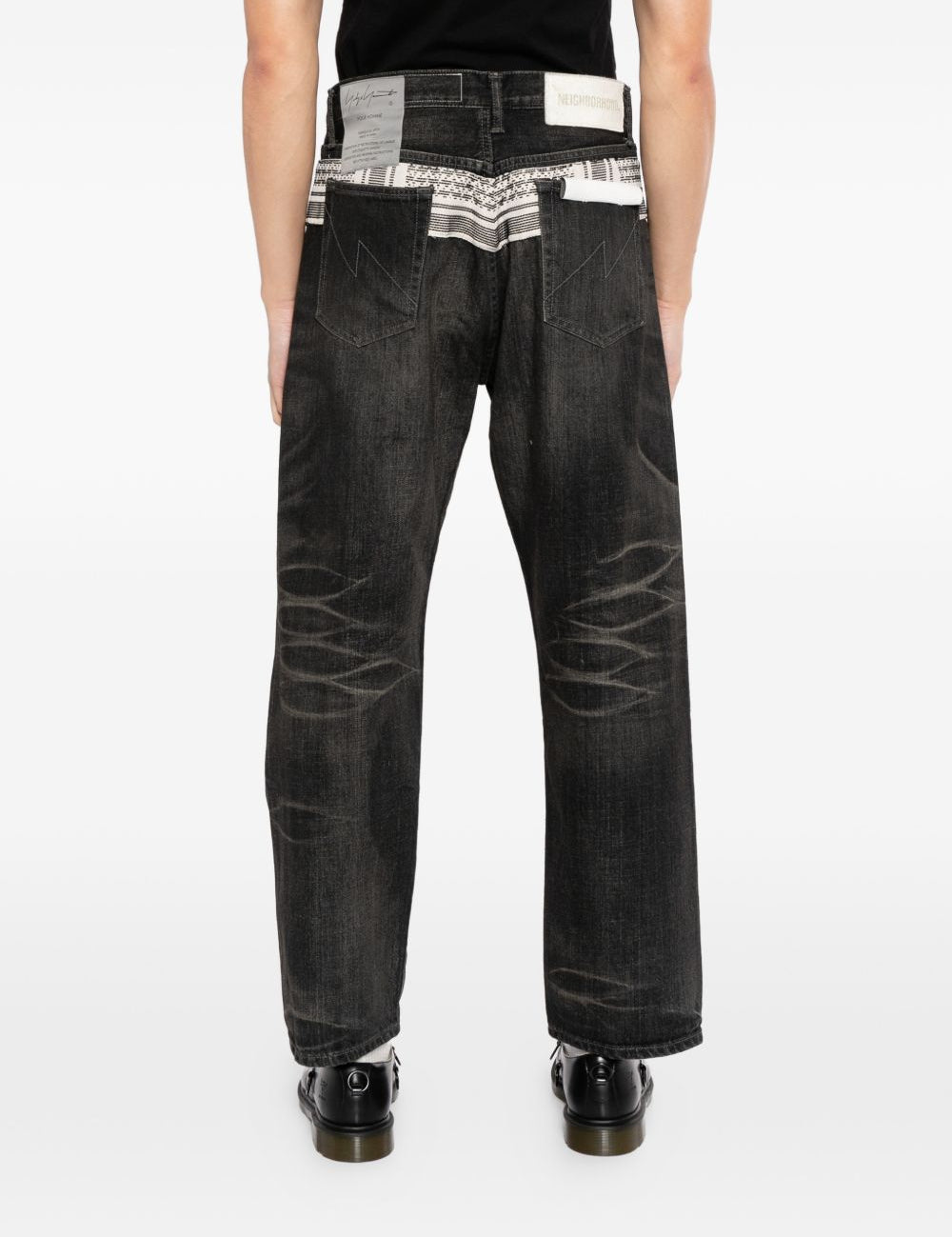 Jeans con patch savage in nero Yohji yamamoto - uomo<BR/> 