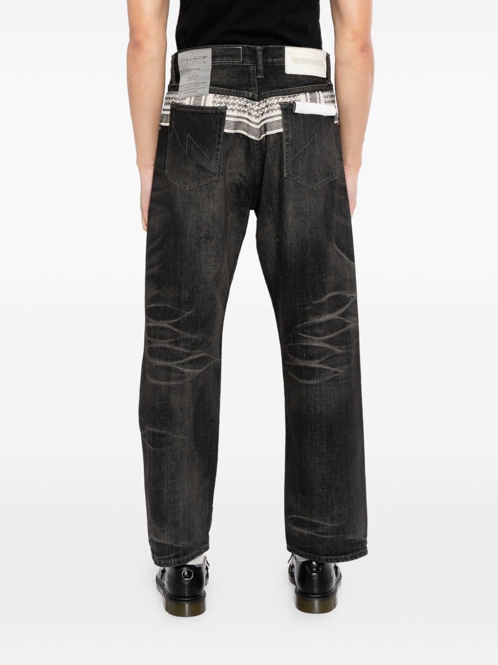 Jeans con patch savage in nero Yohji yamamoto - uomo<BR/> 