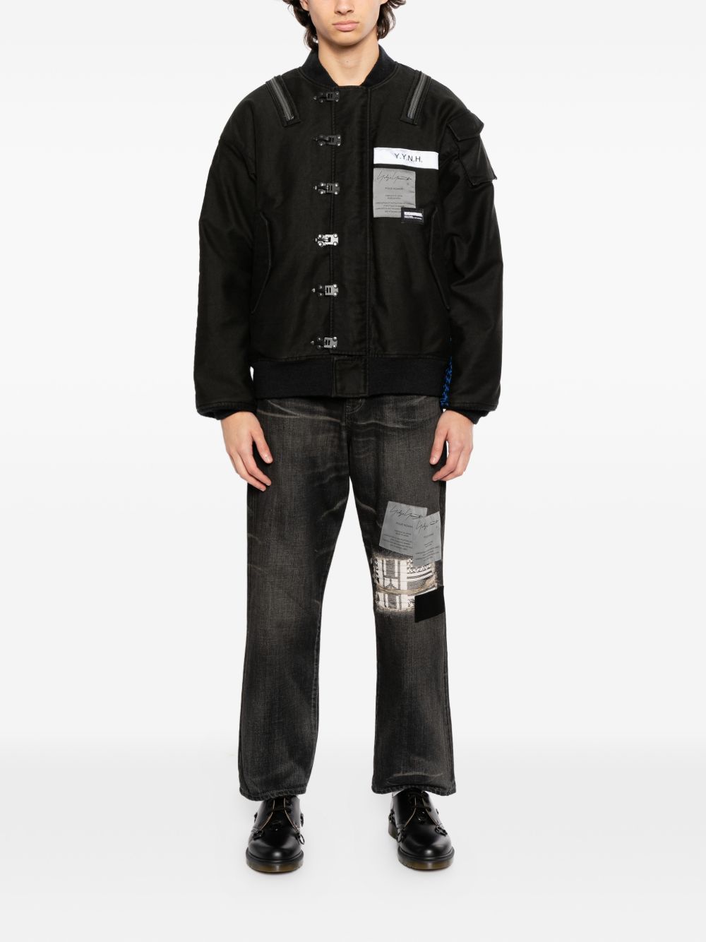 Jeans con patch savage in nero Yohji yamamoto - uomo<BR/> 