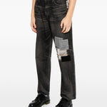 Jeans con patch savage in nero Yohji yamamoto - uomo<BR/> 