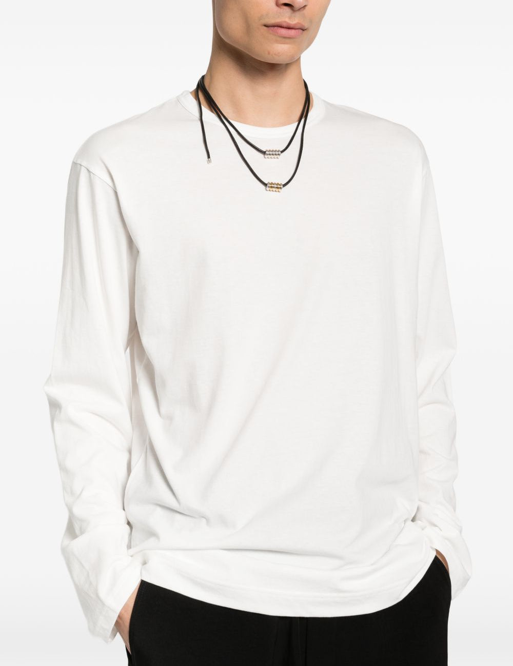 T-shirt a maniche lunghe in bainco Yohji yamamoto - uomo 