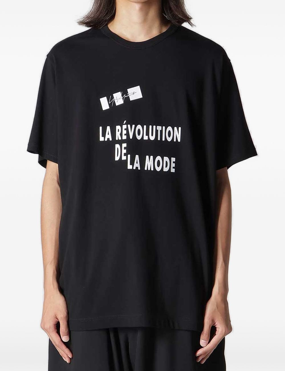 T-shirt a maniche corte in nero Yohji yamamoto - uomo 