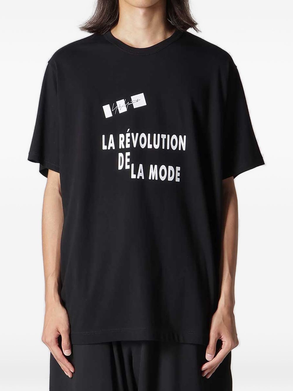 T-shirt a maniche corte in nero Yohji yamamoto - uomo 
