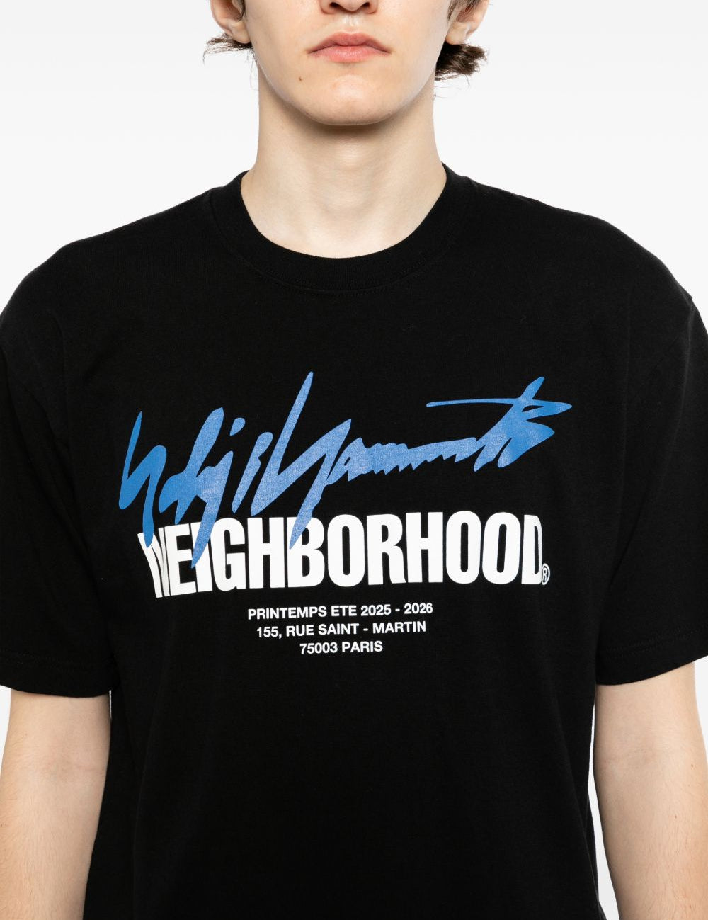 T-shirt a maniche corte in nero Yohji yamamoto - uomo 