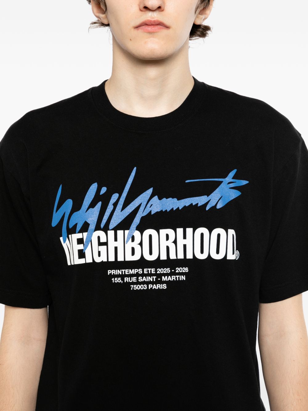 T-shirt a maniche corte in nero Yohji yamamoto - uomo 