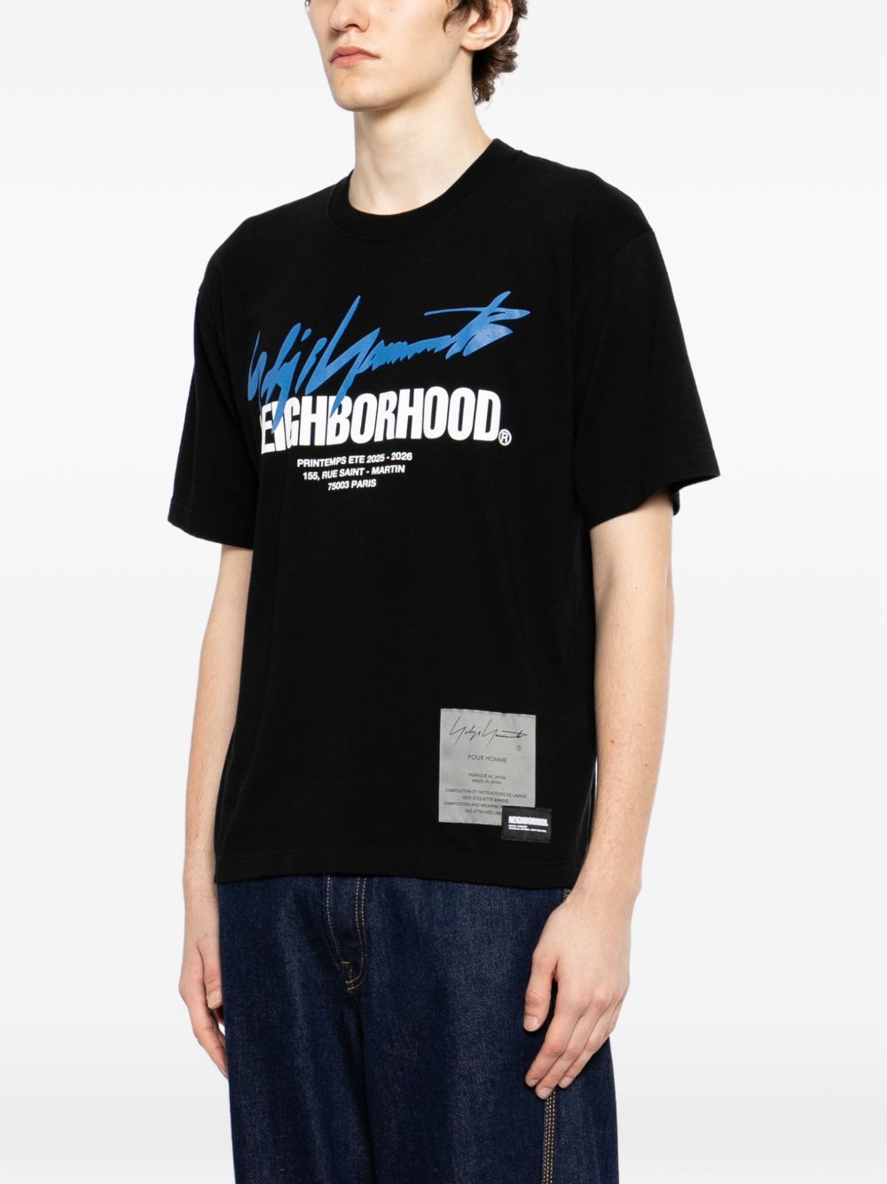 T-shirt a maniche corte in nero Yohji yamamoto - uomo 