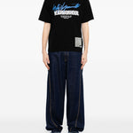 T-shirt a maniche corte in nero Yohji yamamoto - uomo 