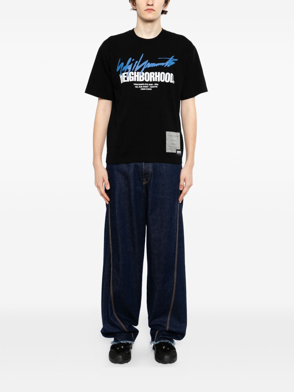 T-shirt a maniche corte in nero Yohji yamamoto - uomo 