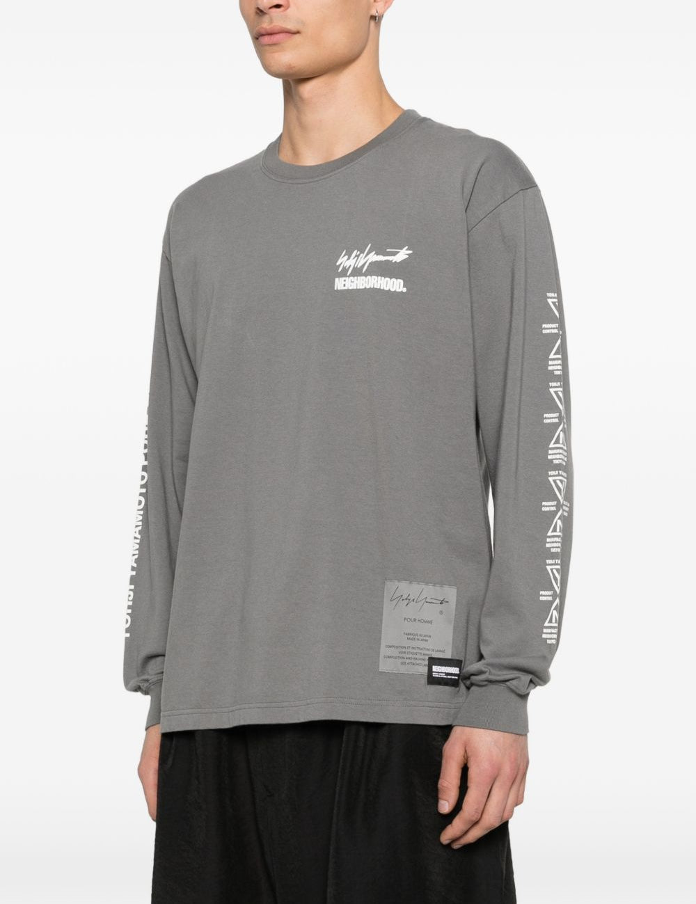 T-shirt a maniche lunghe in grigio Yohji yamamoto - uomo 