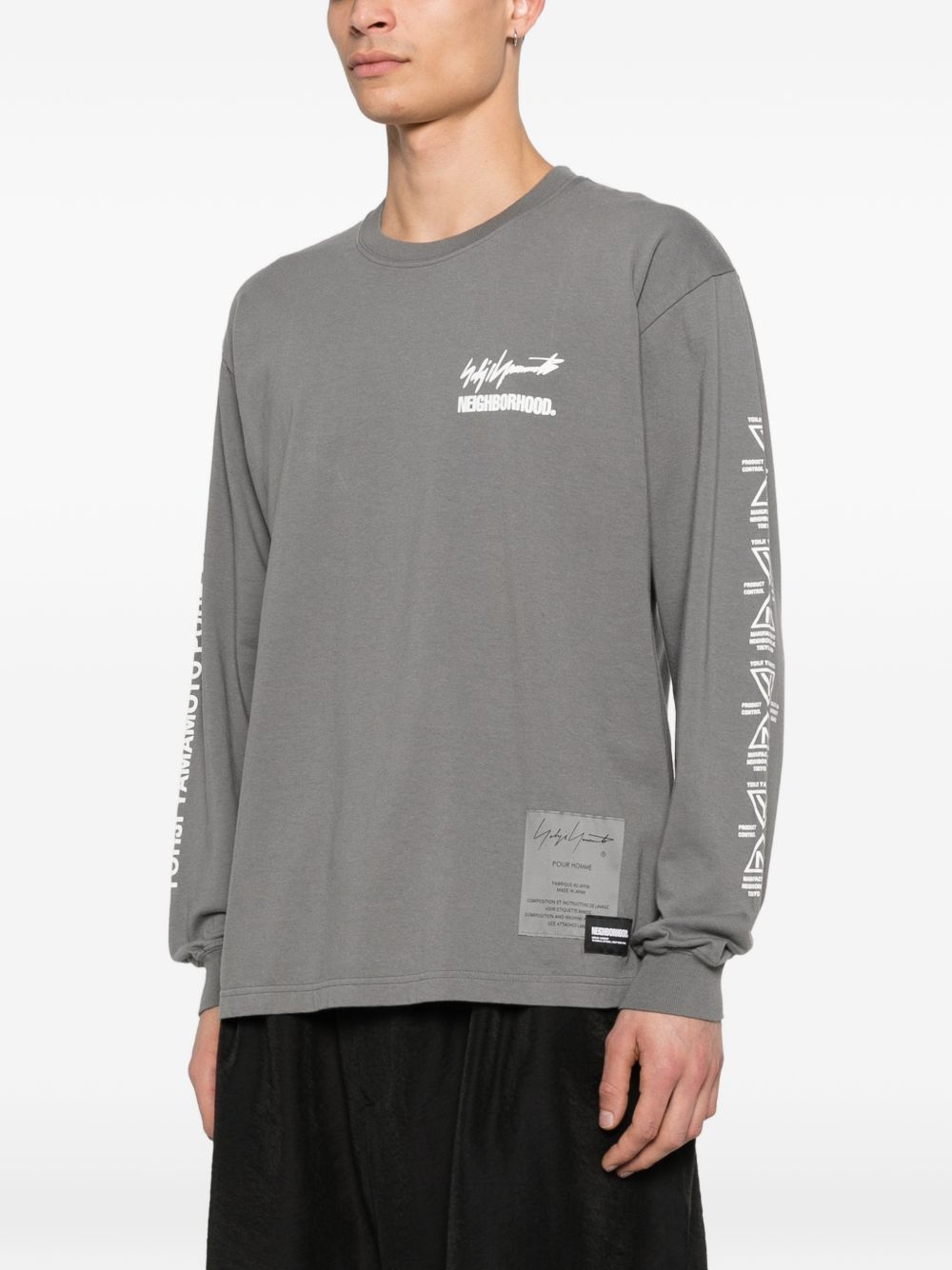 T-shirt a maniche lunghe in grigio Yohji yamamoto - uomo 