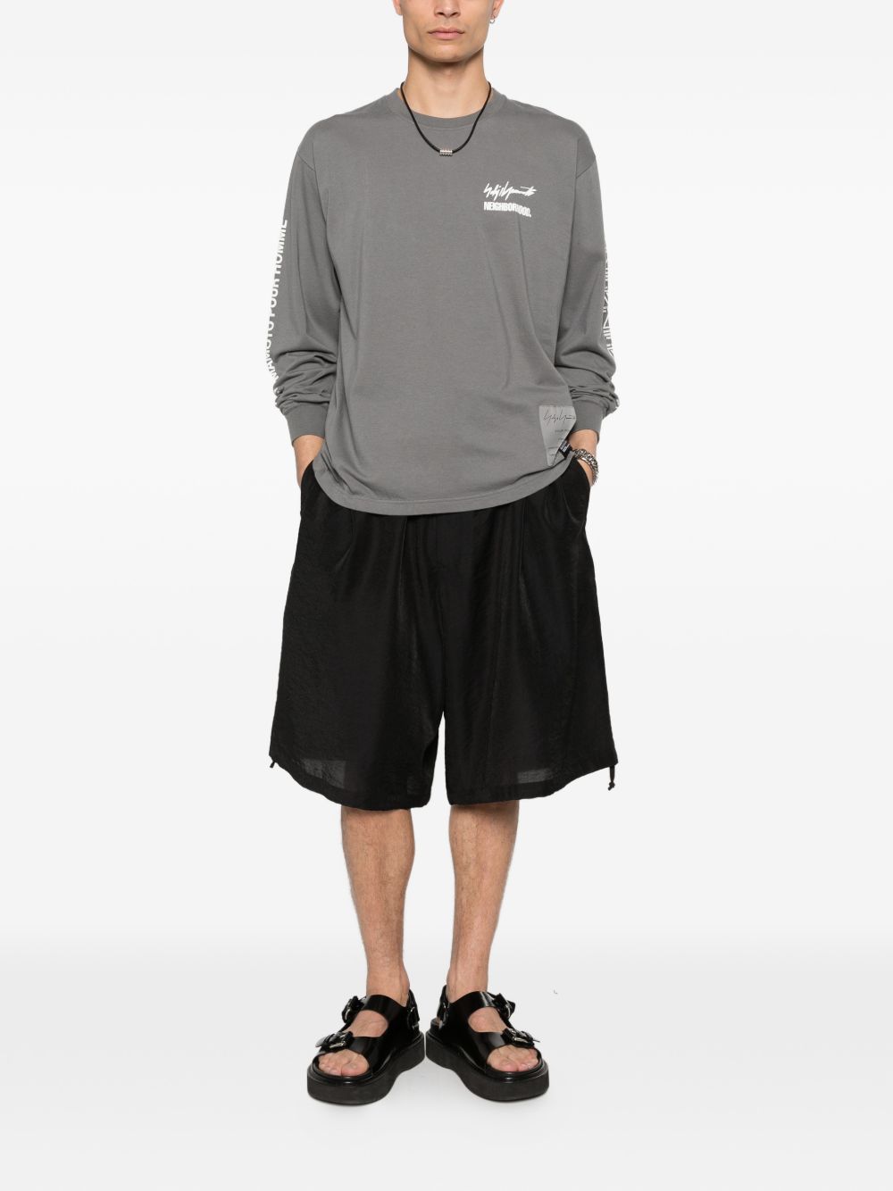 T-shirt a maniche lunghe in grigio Yohji yamamoto - uomo 