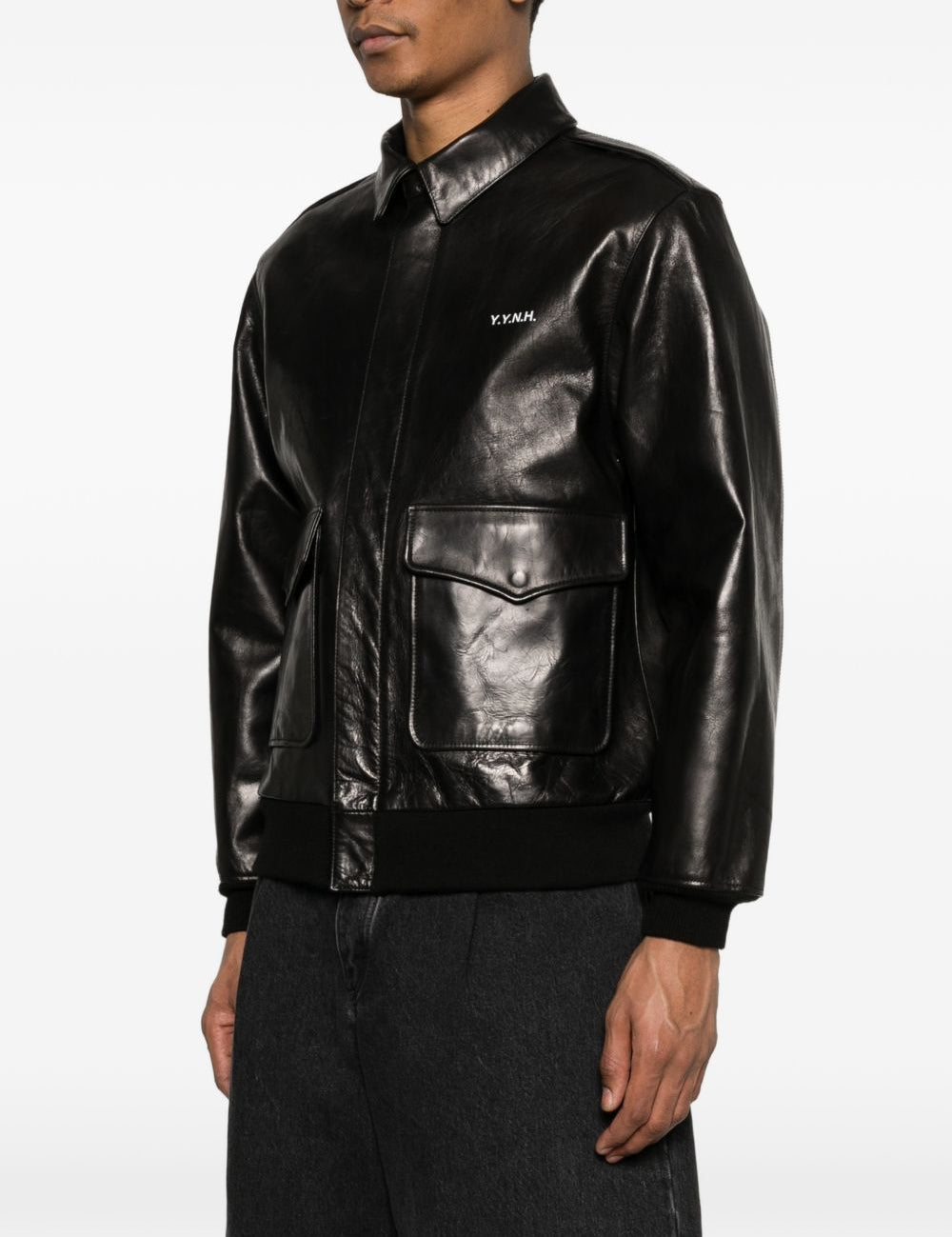 Giacca in pelle in nero Yohji yamamoto - uomo 