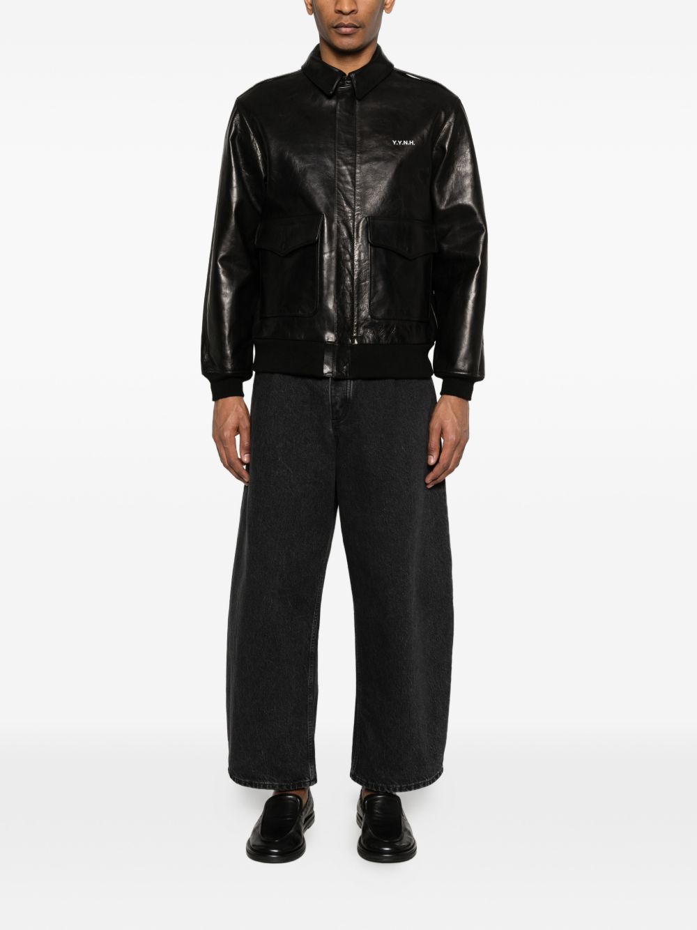 Giacca in pelle in nero Yohji yamamoto - uomo 