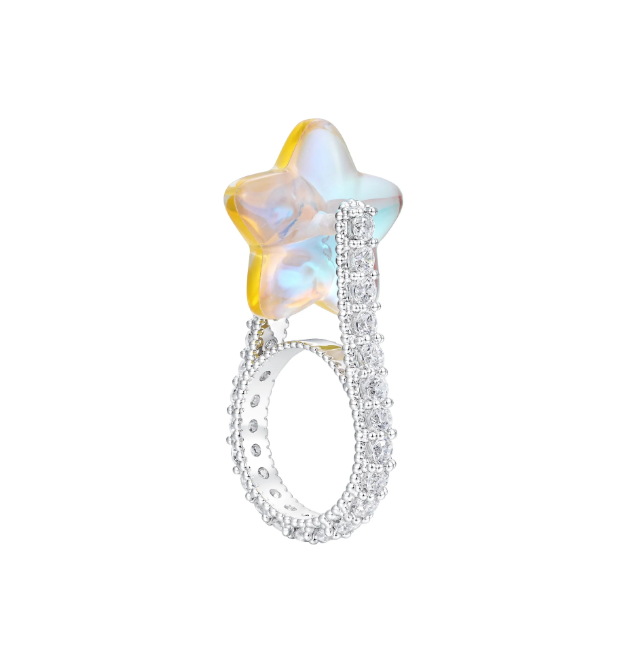 Anello lucky star in giallo e argento Yvmin - donna 
