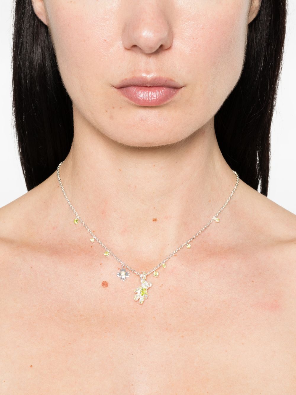 Collana con ciondolo a forma di orsetto fiorito in argento Yvmin - donna 