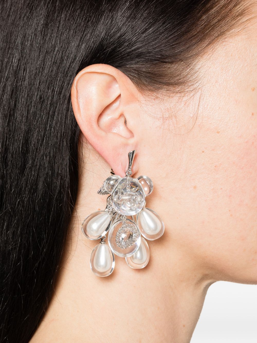 Orecchino a forma di orsetto in argento e bianco Yvmin - donna 