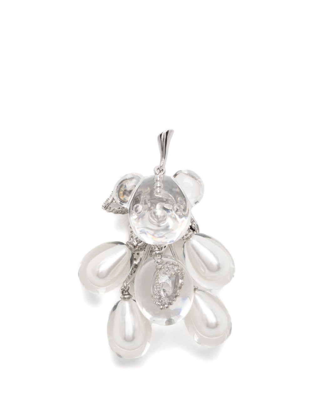 Orecchino a forma di orsetto in argento e bianco Yvmin - donna 