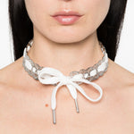 Collana n pizzo con fiocco in bianco Yvmin - donna 