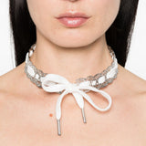 Collana n pizzo con fiocco in bianco Yvmin - donna 