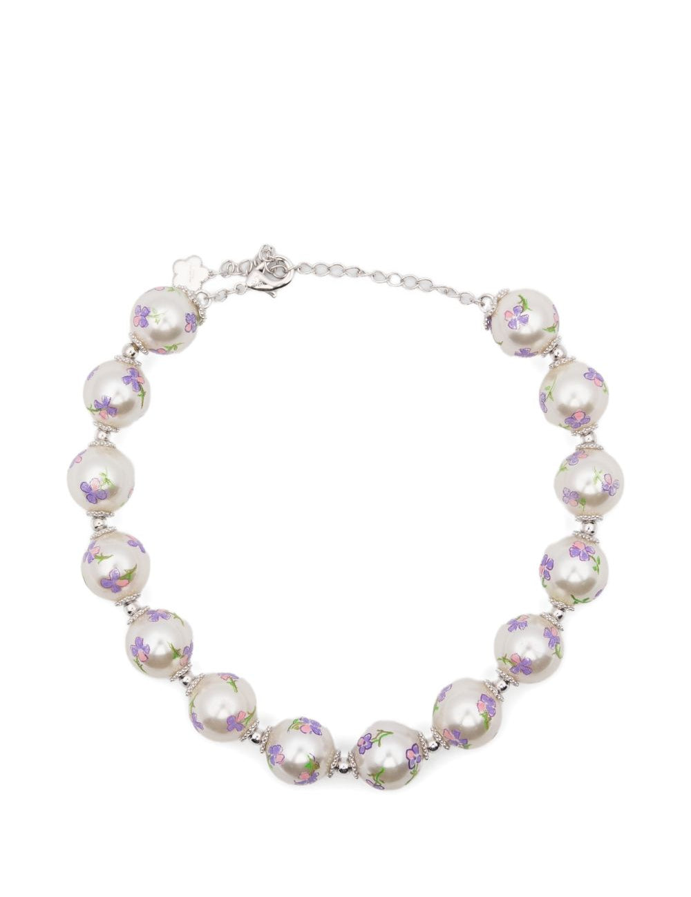 Collana con perline floreali in argento Yvmin - donna 