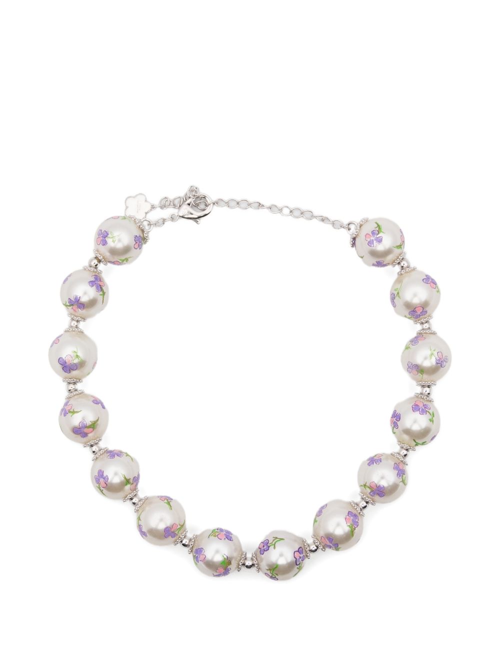 Collana con perline floreali in argento Yvmin - donna 