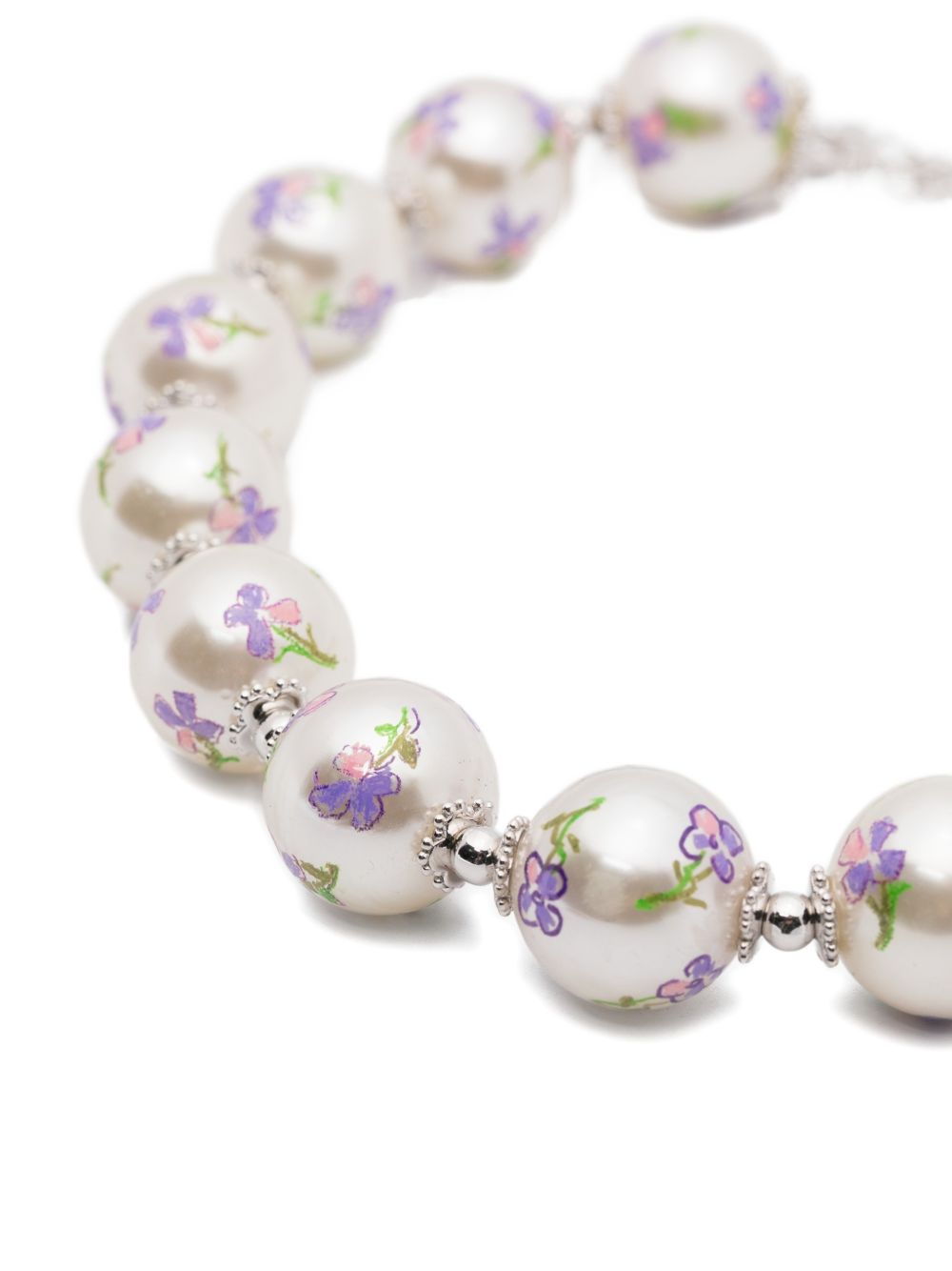 Collana con perline floreali in argento Yvmin - donna 