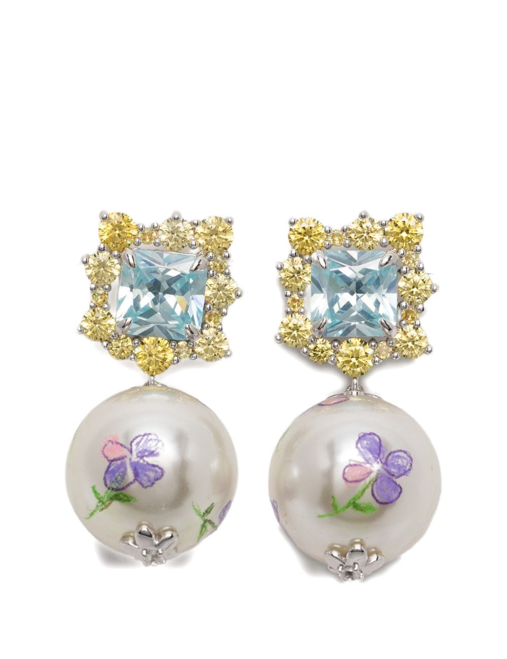Orecchini con stampa floreale in argento Yvmin - donna 